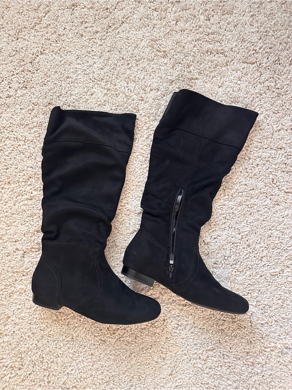 Dream Pairs Black Over-the-Knee Stretch Suede Boots with Side Zip
